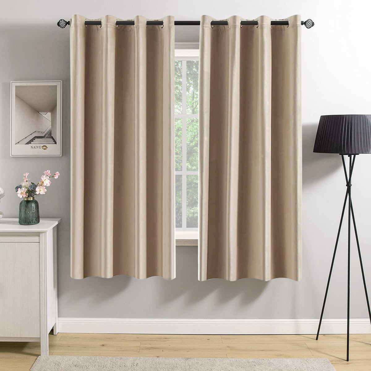 MIULEE Velvet Blackout Curtains Olive Green 52 x 96 Inch Length 2 Panels