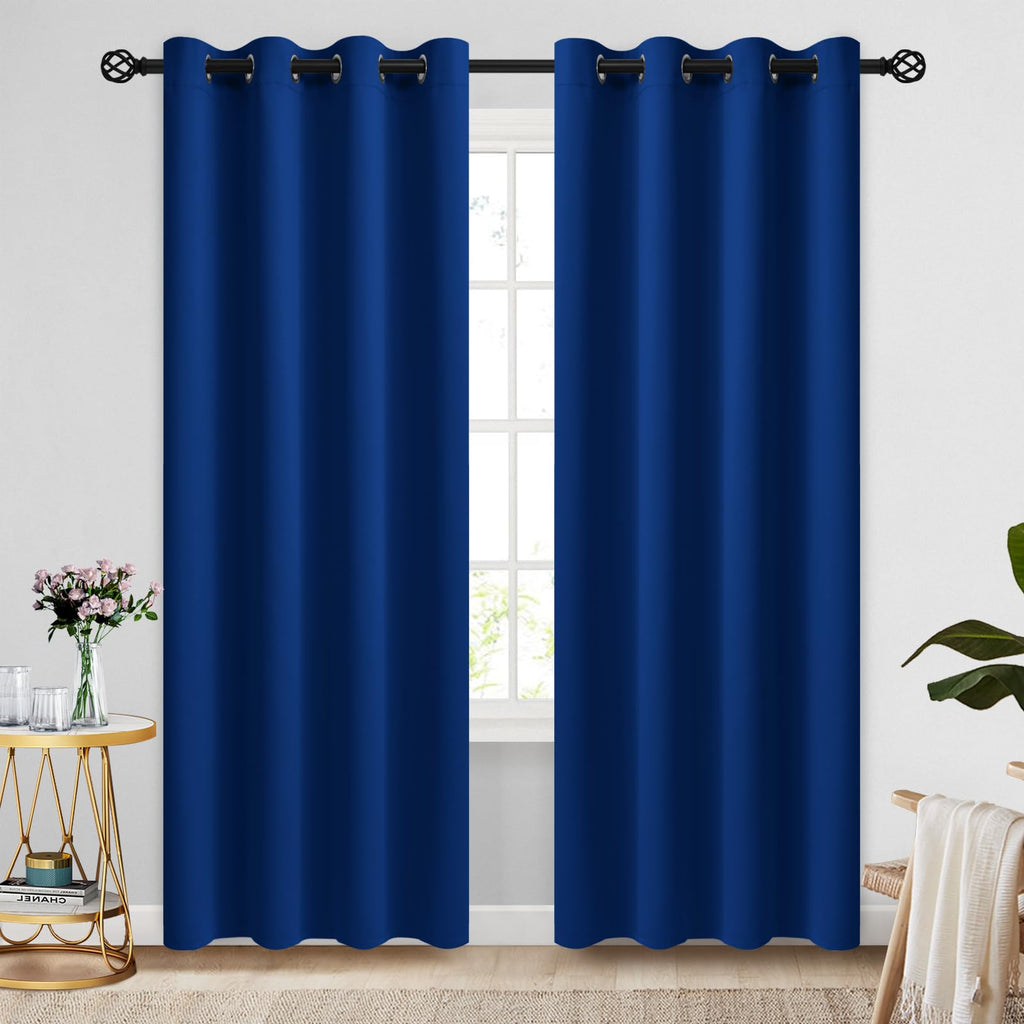 COSVIYA Grommet Blackout Room Darkening Navy Blue Curtains 84 inch Length