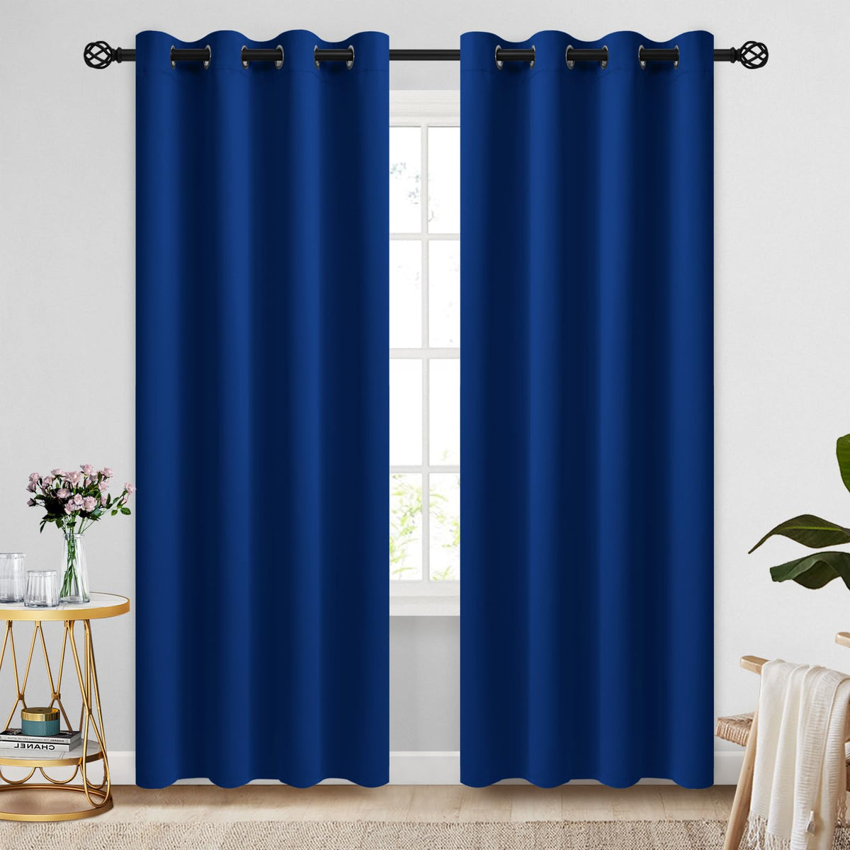 COSVIYA Grommet Blackout Room Darkening Navy Blue Curtains 84 inch Length