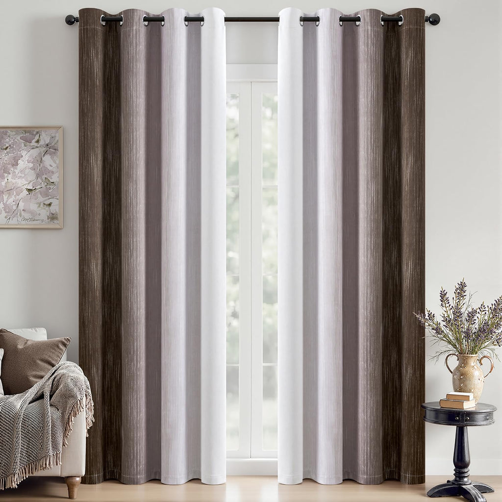 MIULEE Navy Blue and Greyish White Ombre Blackout Curtains 52Wx84L Set of 2
