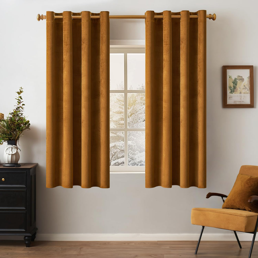 MIULEE Velvet Blackout Curtains Olive Green 52 x 96 Inch Length 2 Panels