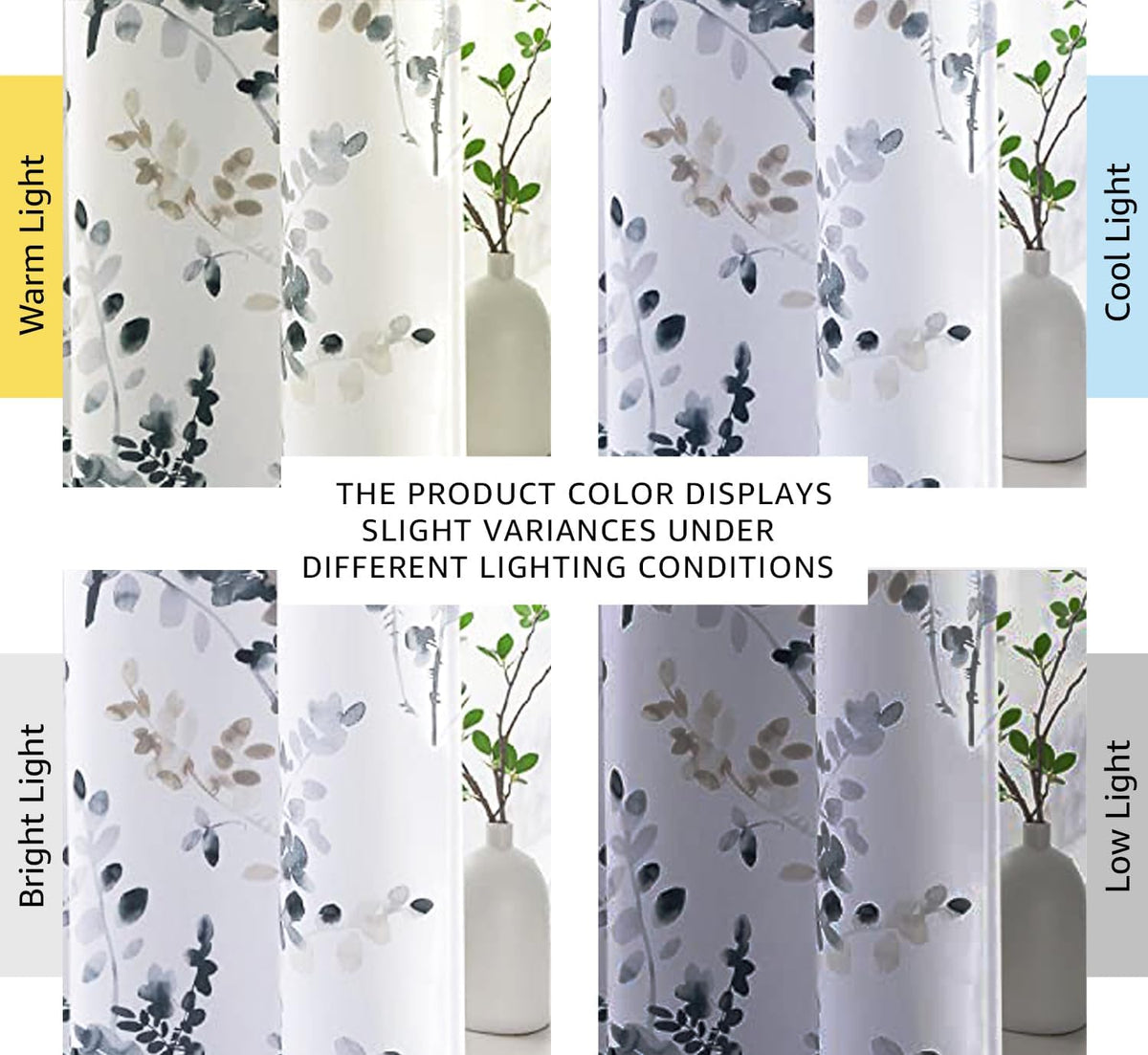 H.VERSAILTEX Blackout Floral Curtains 84”L for Living Room, Bluestone/Taupe