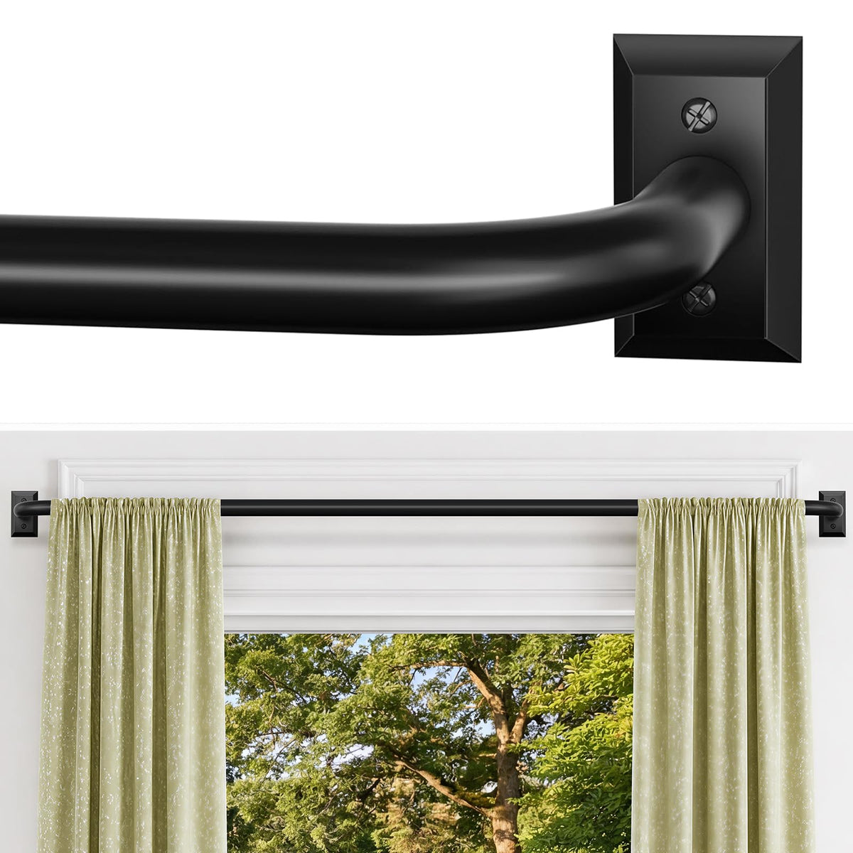 ZYRW Gold Curtain Rod, Room Darkening Rods for Windows 28 to 48 Inches(2.3-4Ft), Wrap Around Curtain Rods, Heavy Duty Blackout Drapery, Modern Decorative Window Treatment Rod, Gold