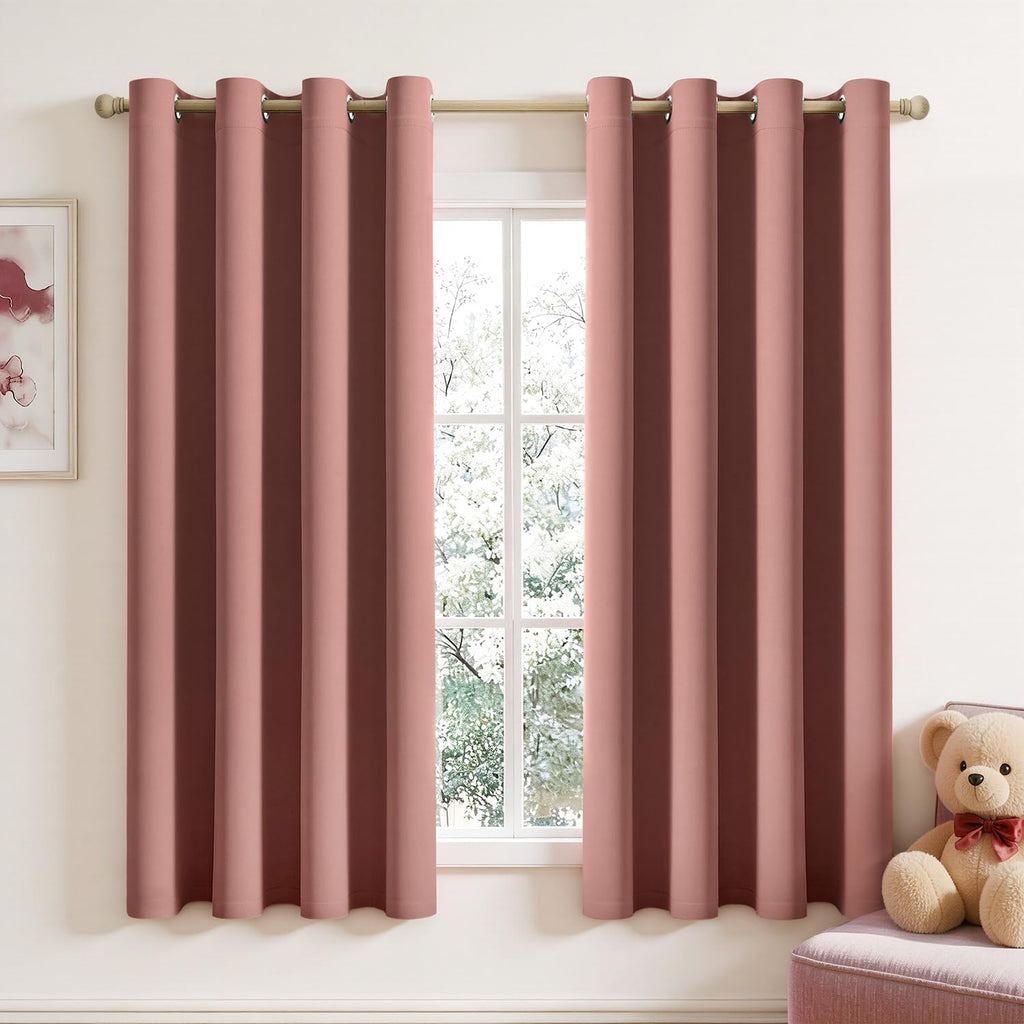 MIULEE Olive Blackout Bedroom Curtains Drapes 84 Inch Long 52"x84"