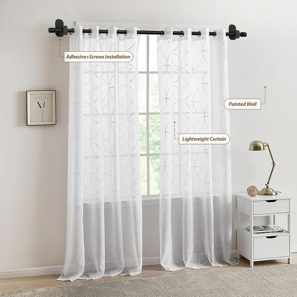 HOTOZON Curtain Rods No Drilling 32 to 86 Inch, 5/8" Diameter, Black