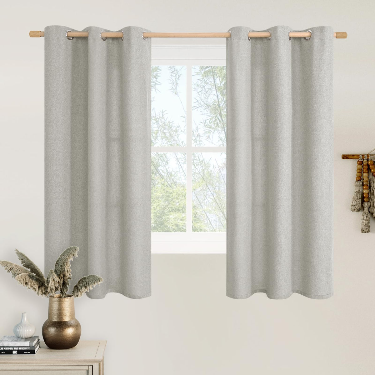 LAMIT 90 Inch Long Oatmeal Linen Curtains for Living Room 2 Panels