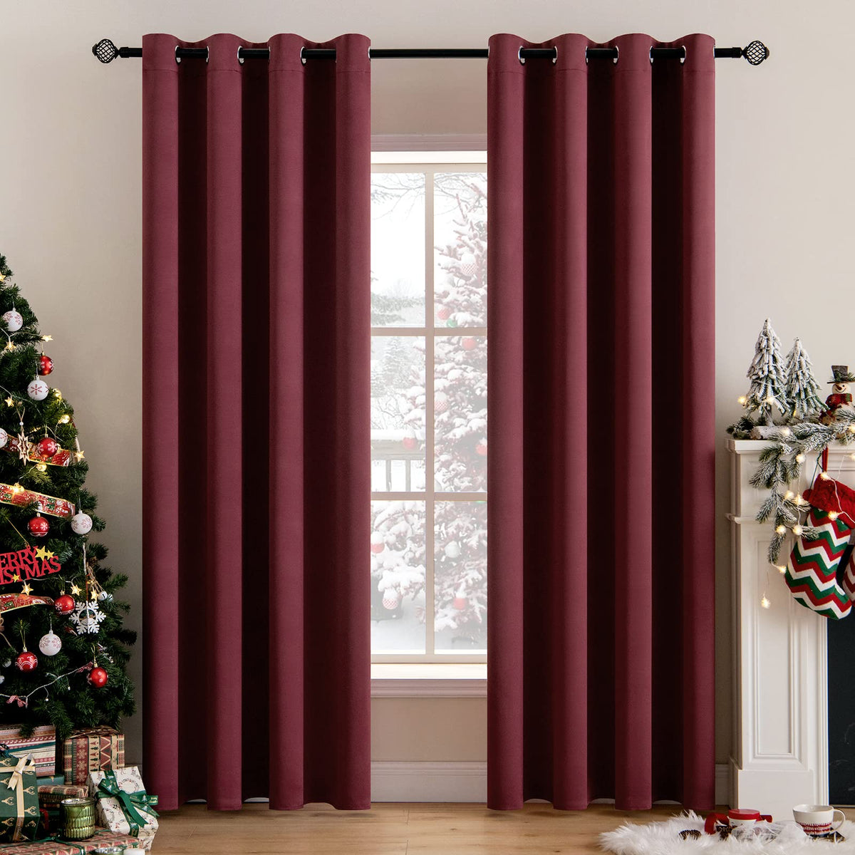 MIULEE Olive Blackout Bedroom Curtains Drapes 84 Inch Long 52"x84"