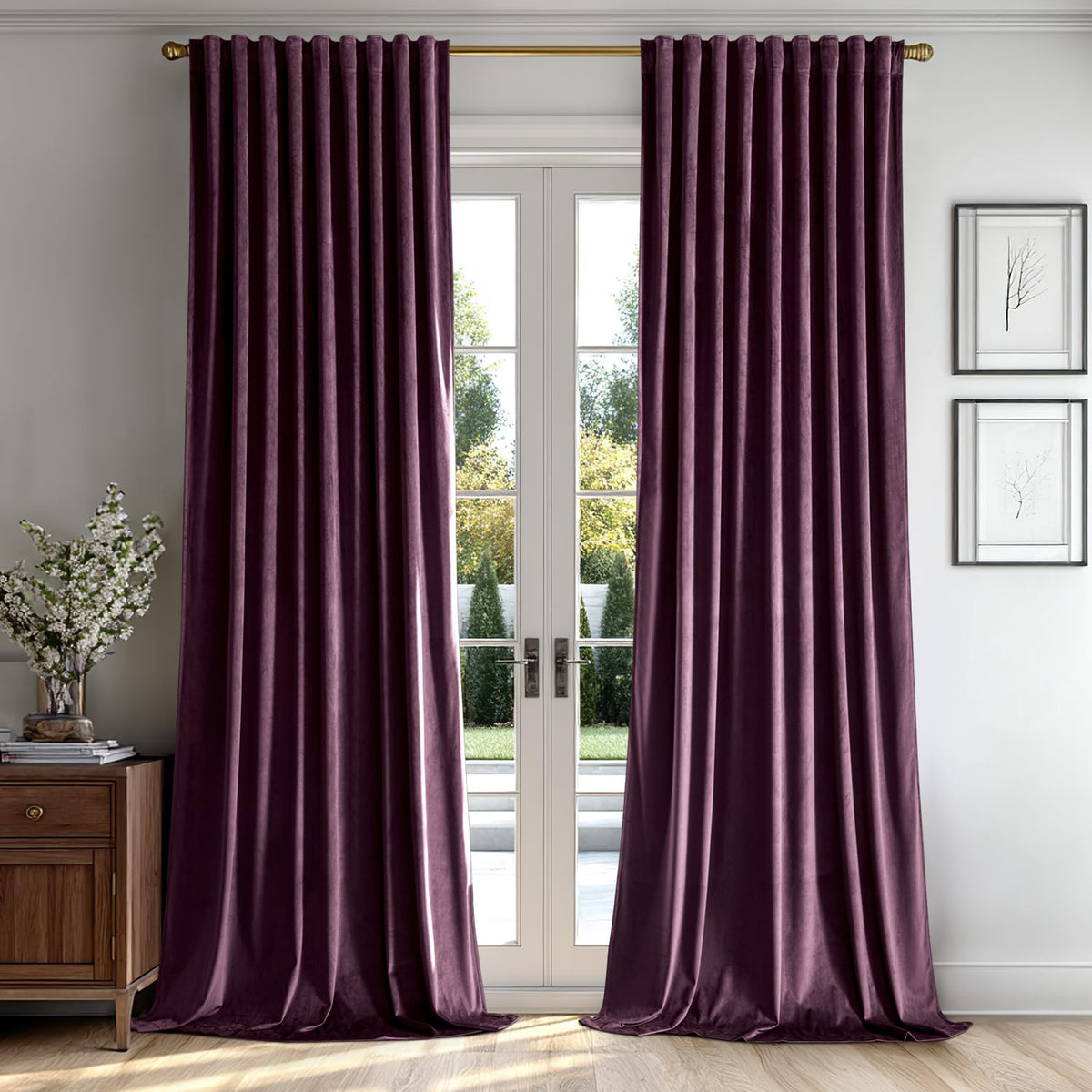 MIULEE Gold Velvet Curtains 52x84 inches Luxury Blackout Curtains