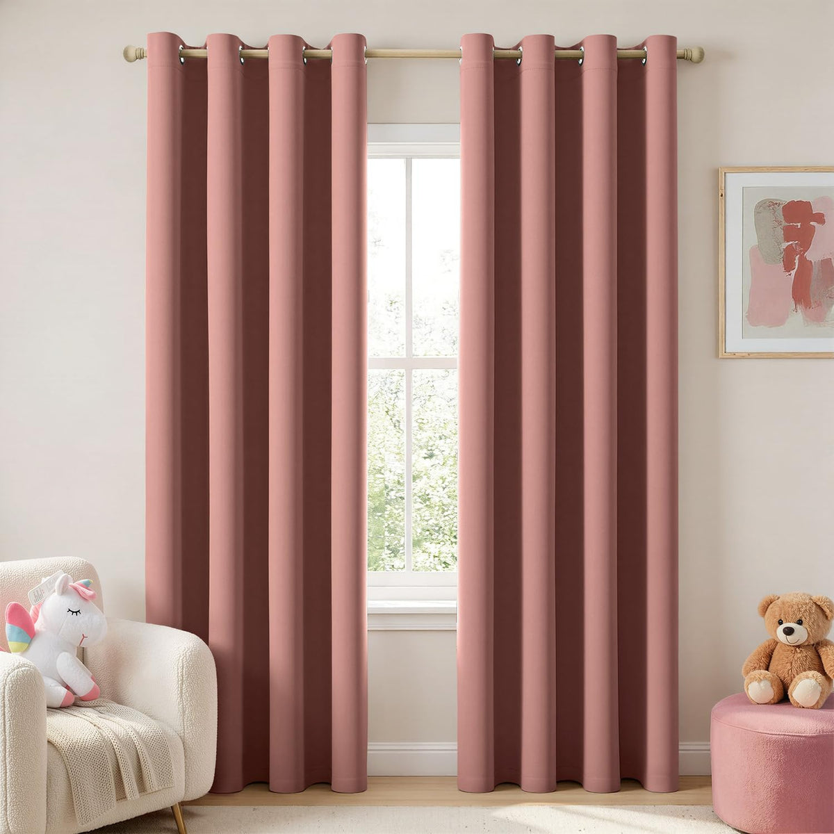 MIULEE Olive Blackout Bedroom Curtains Drapes 84 Inch Long 52"x84"