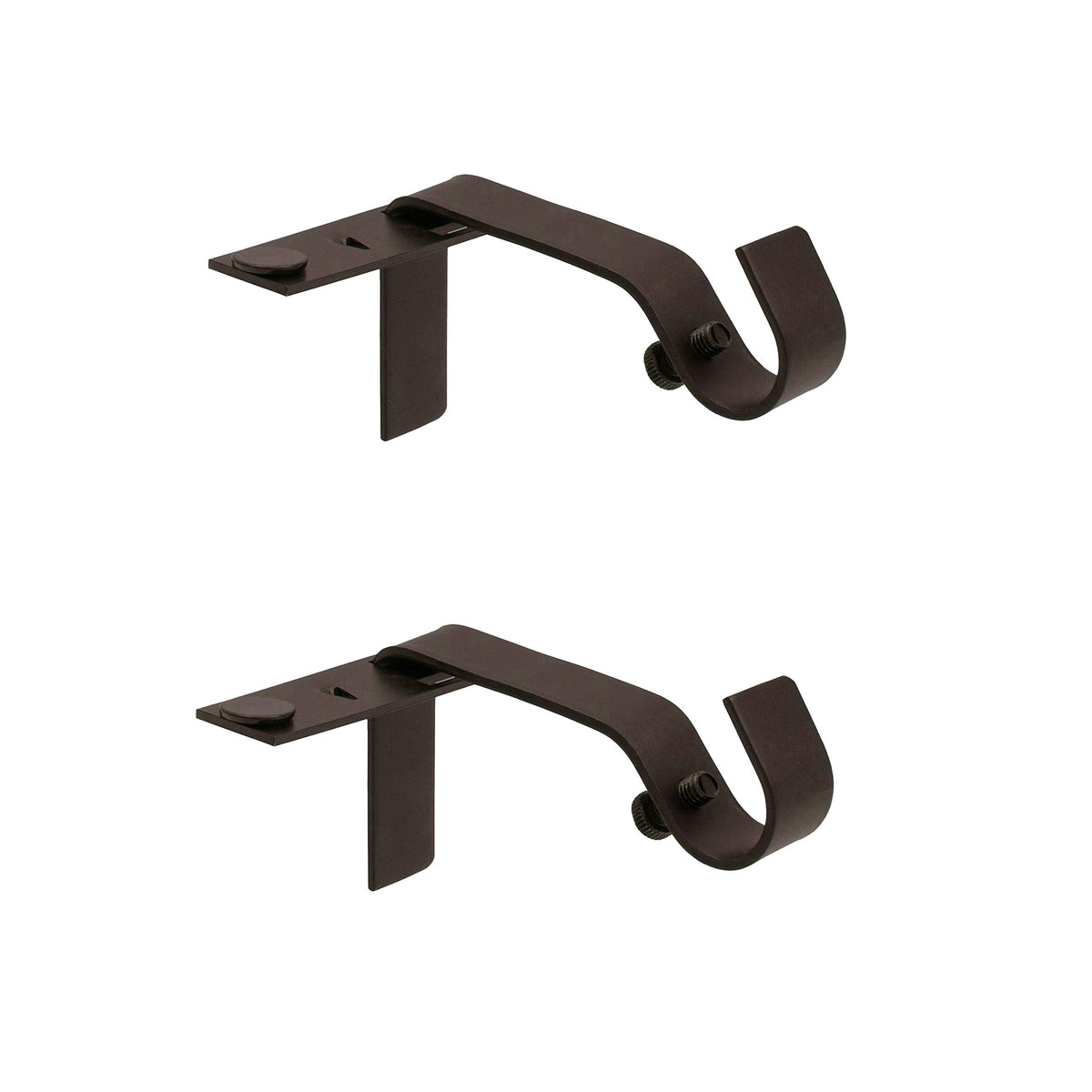 Kenney Fast Fit 5/8" No Measure Curtain Rod Brackets, Matte Black