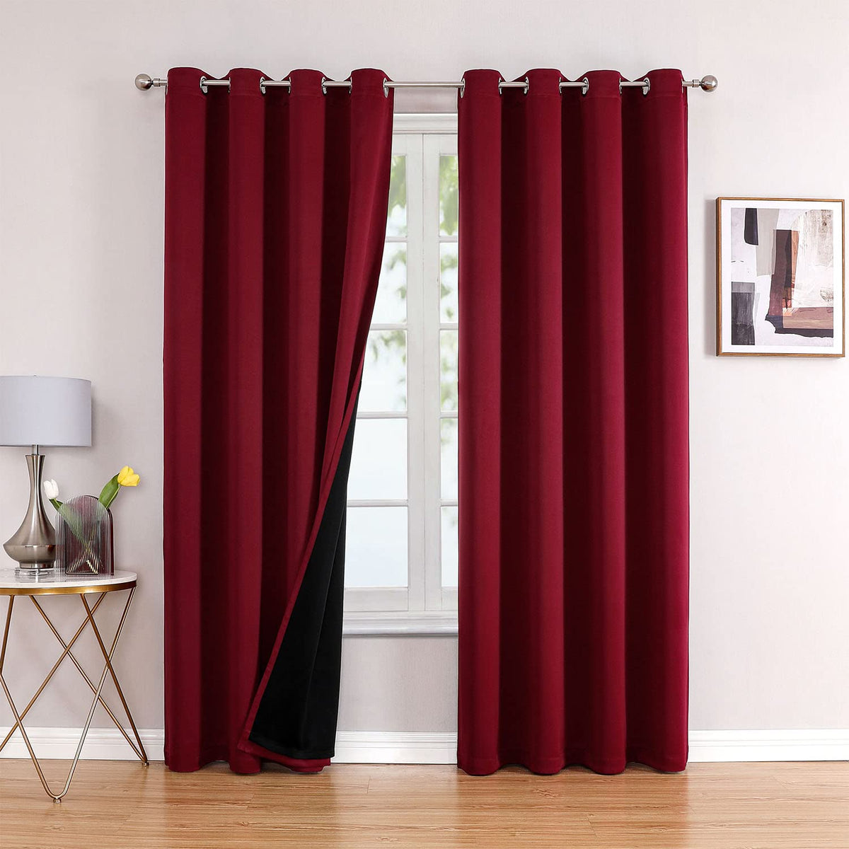 ChrisDowa 100% Blackout Curtains for Bedroom 63 Inches Long 2 Panels Set