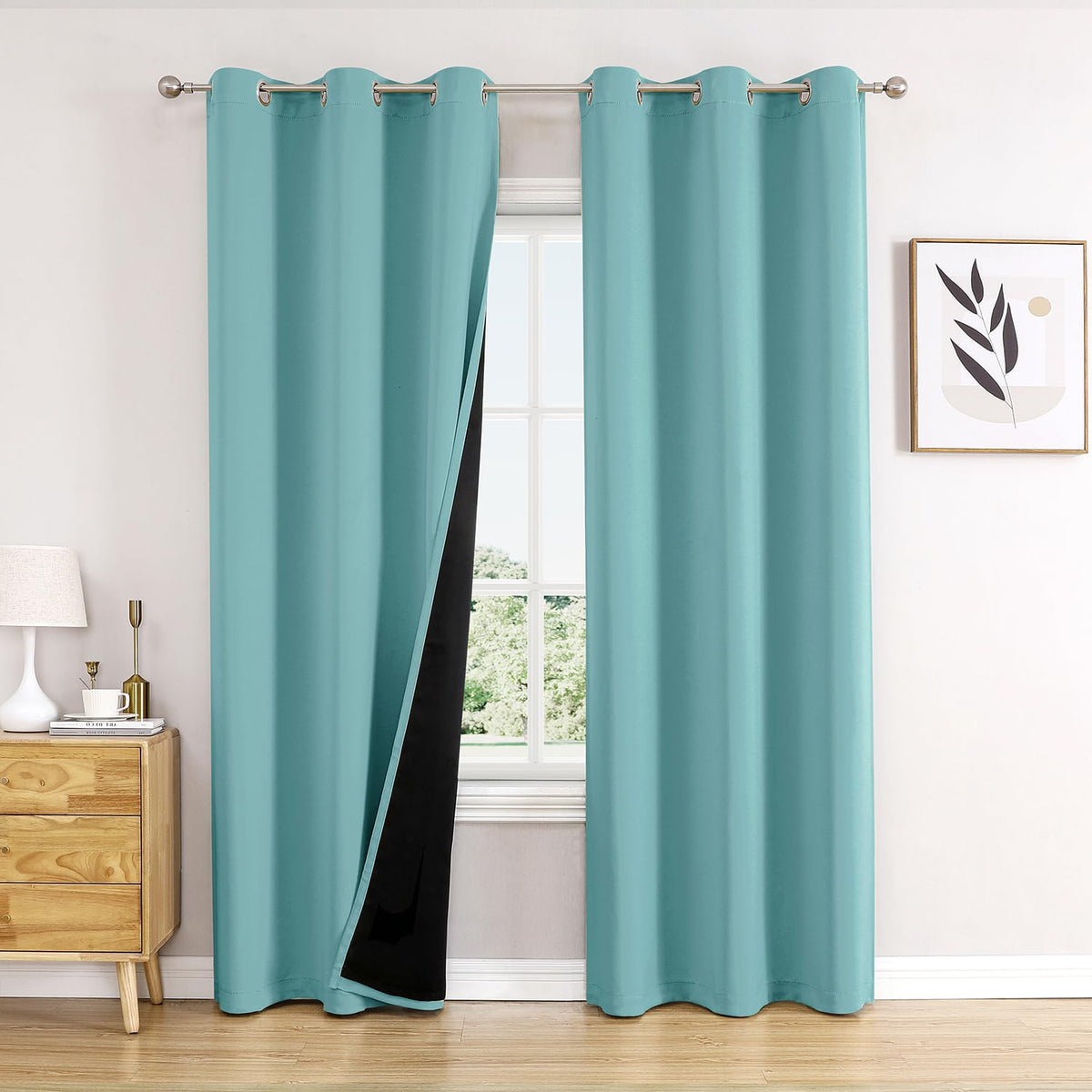 ChrisDowa 100% Blackout Curtains for Bedroom 63 Inches Long 2 Panels Set