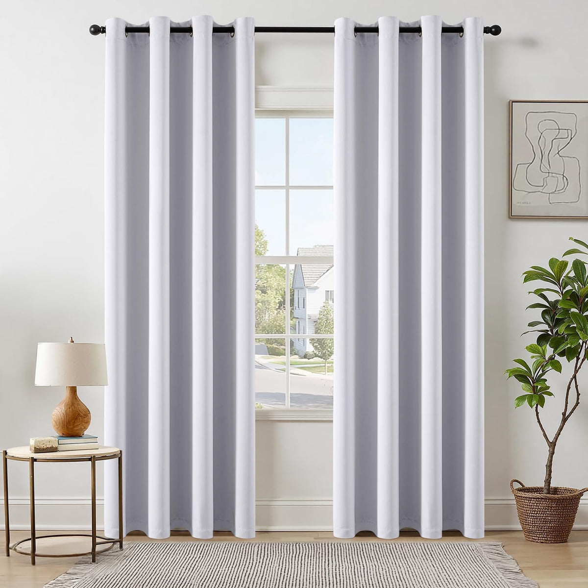 MIULEE Olive Blackout Bedroom Curtains Drapes 84 Inch Long 52"x84"
