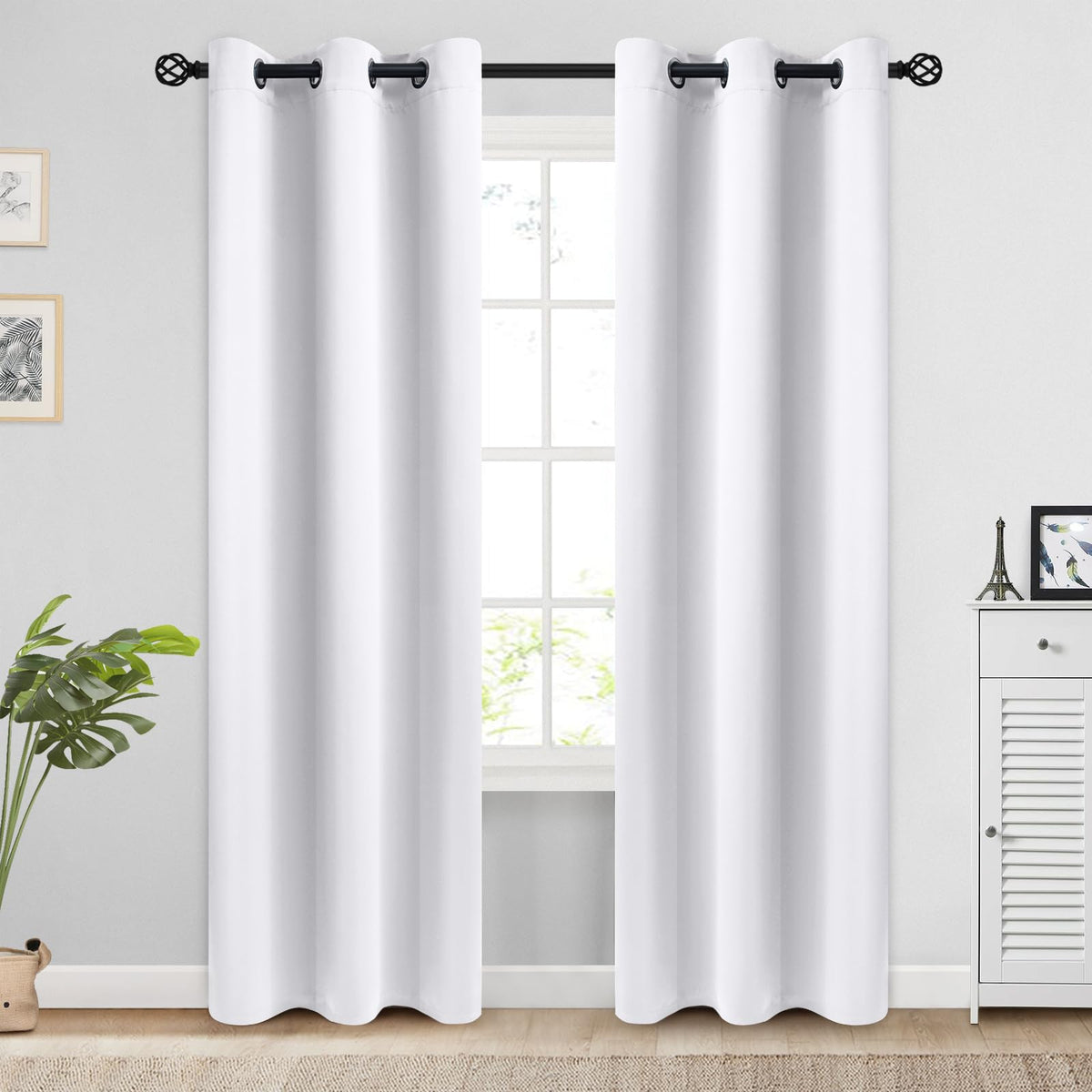 COSVIYA Grommet Blackout Room Darkening Navy Blue Curtains 84 inch Length
