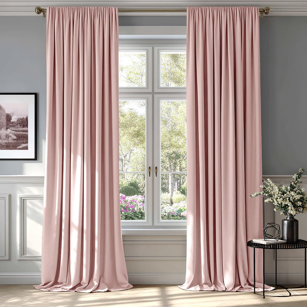 MIULEE Dusty Rose Pink Velvet Room Darkening Curtains for Bedroom W52 x L84
