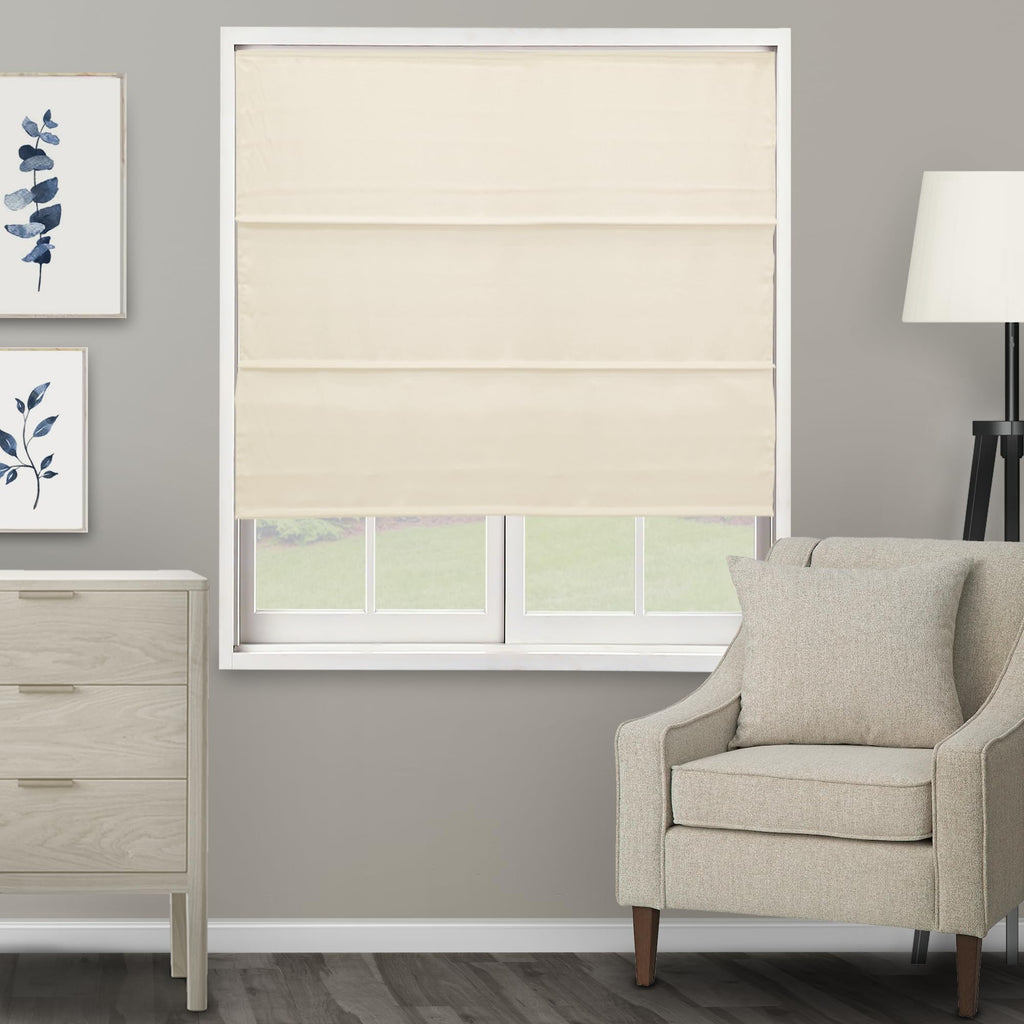 Chicology Cordless Roman Window Shade, Belgian Flax, 29"W x 64"H