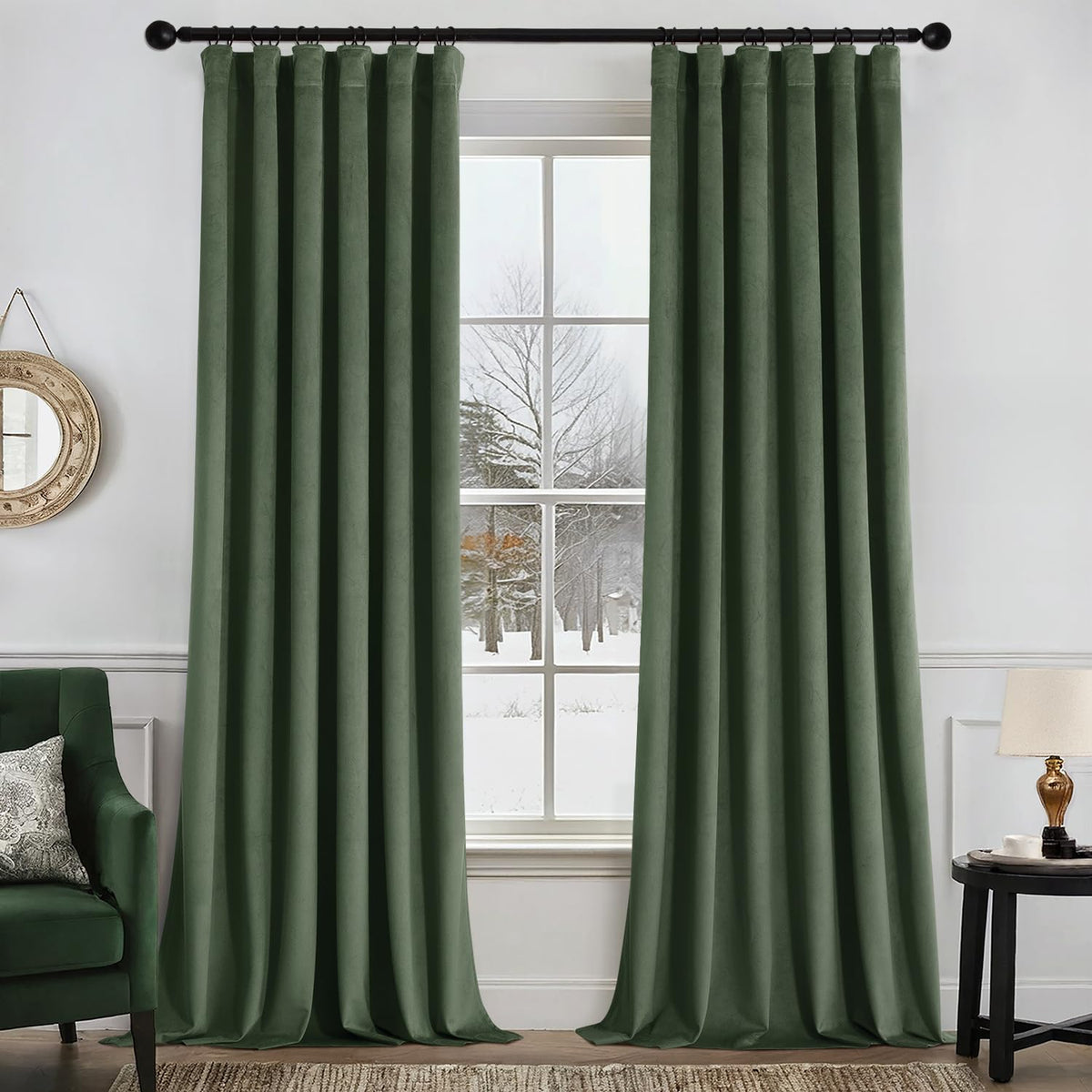 MIULEE Gold Velvet Curtains 52x84 inches Luxury Blackout Curtains