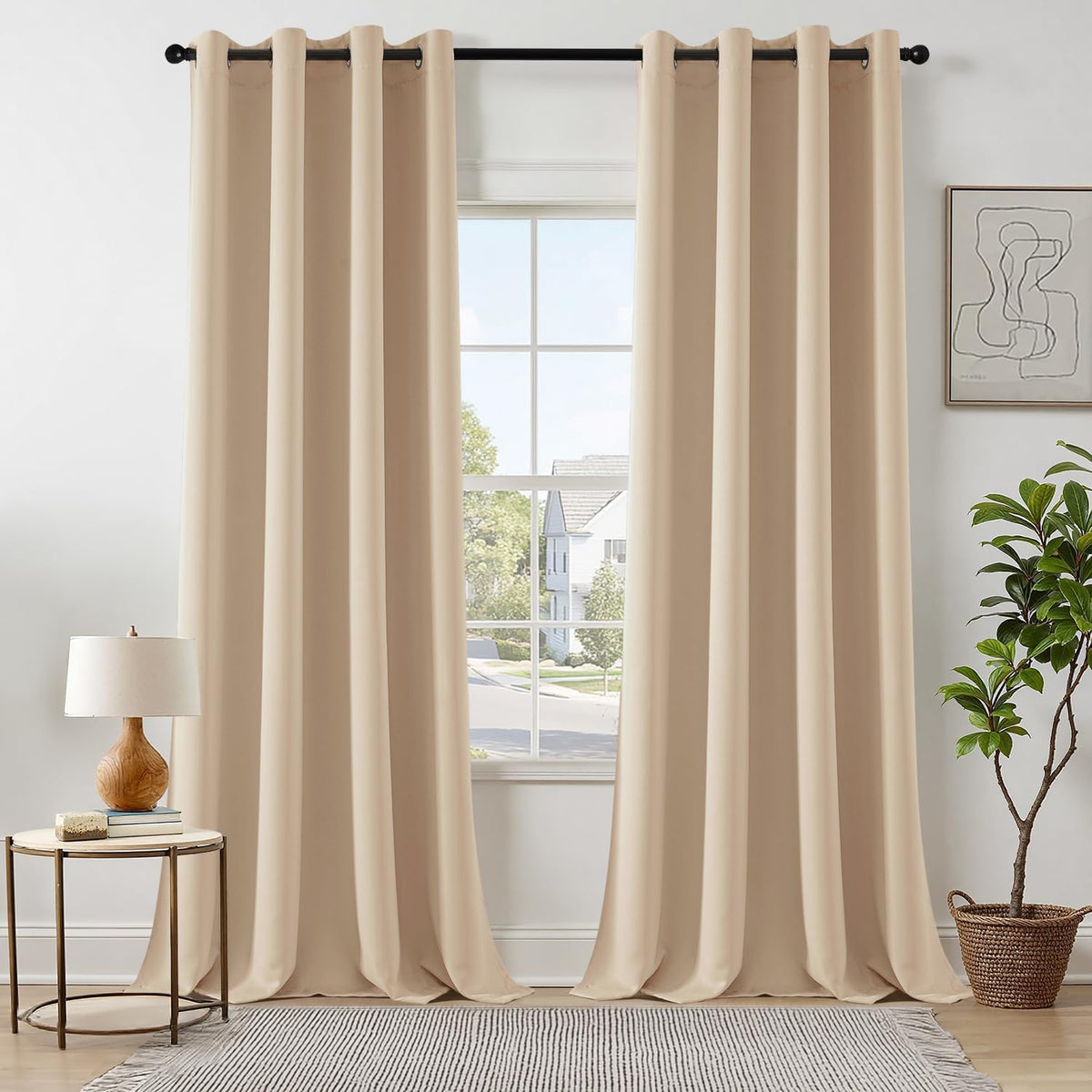 MIULEE Olive Blackout Bedroom Curtains Drapes 84 Inch Long 52"x84"