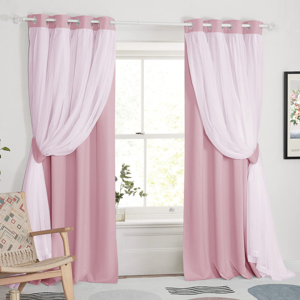 PONY DANCE Black Blackout Curtains for Bedroom, 52 W x 84 L, Set of 2