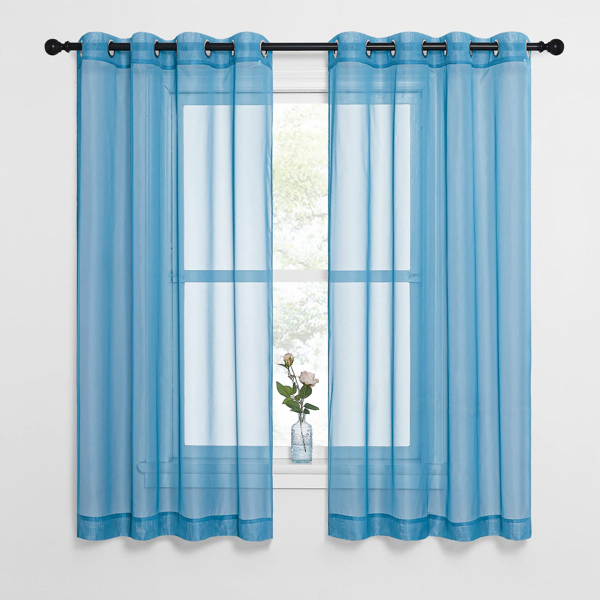 NICETOWN White Sheer Curtains & Drapes 96 inches Long for Living Room - Grommet Top Solid Lightweight & Airy Gauzy Window Treatments with Light Filtering for Bedroom, 2 Panels, W54 x L96