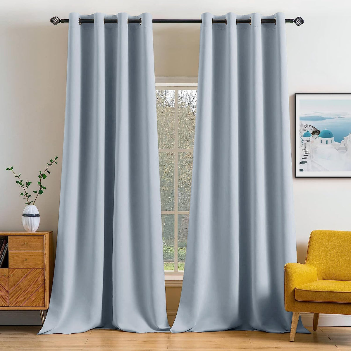 MIULEE Olive Blackout Bedroom Curtains Drapes 84 Inch Long 52"x84"