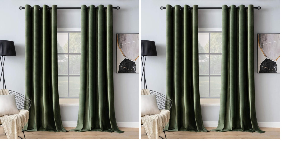 MIULEE Velvet Blackout Curtains Olive Green 52 x 96 Inch Length 2 Panels