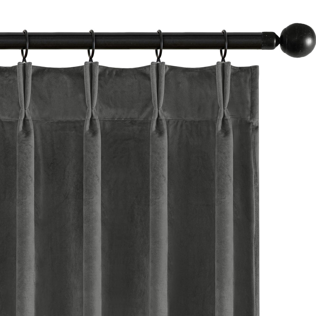 MIULEE Velvet Pinch Pleated Blackout Olive Green Curtains 40x96 Inches