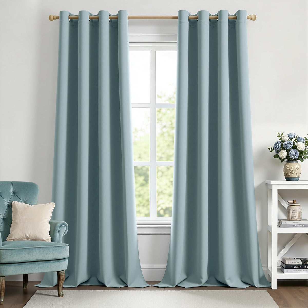MIULEE Olive Blackout Bedroom Curtains Drapes 84 Inch Long 52"x84"