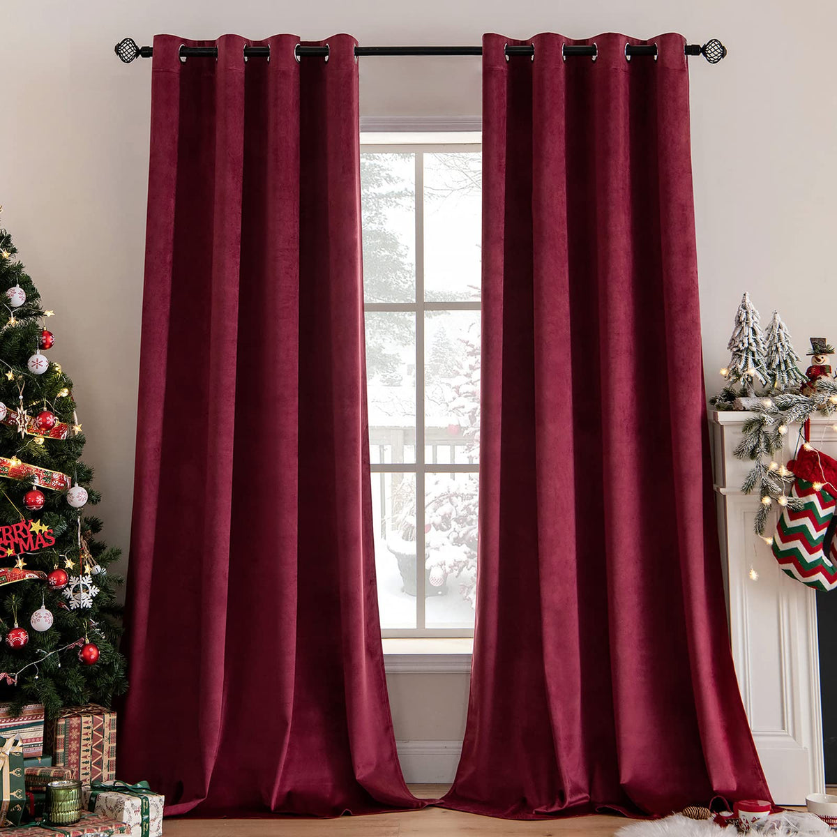 MIULEE Velvet Blackout Curtains Olive Green 52 x 96 Inch Length 2 Panels