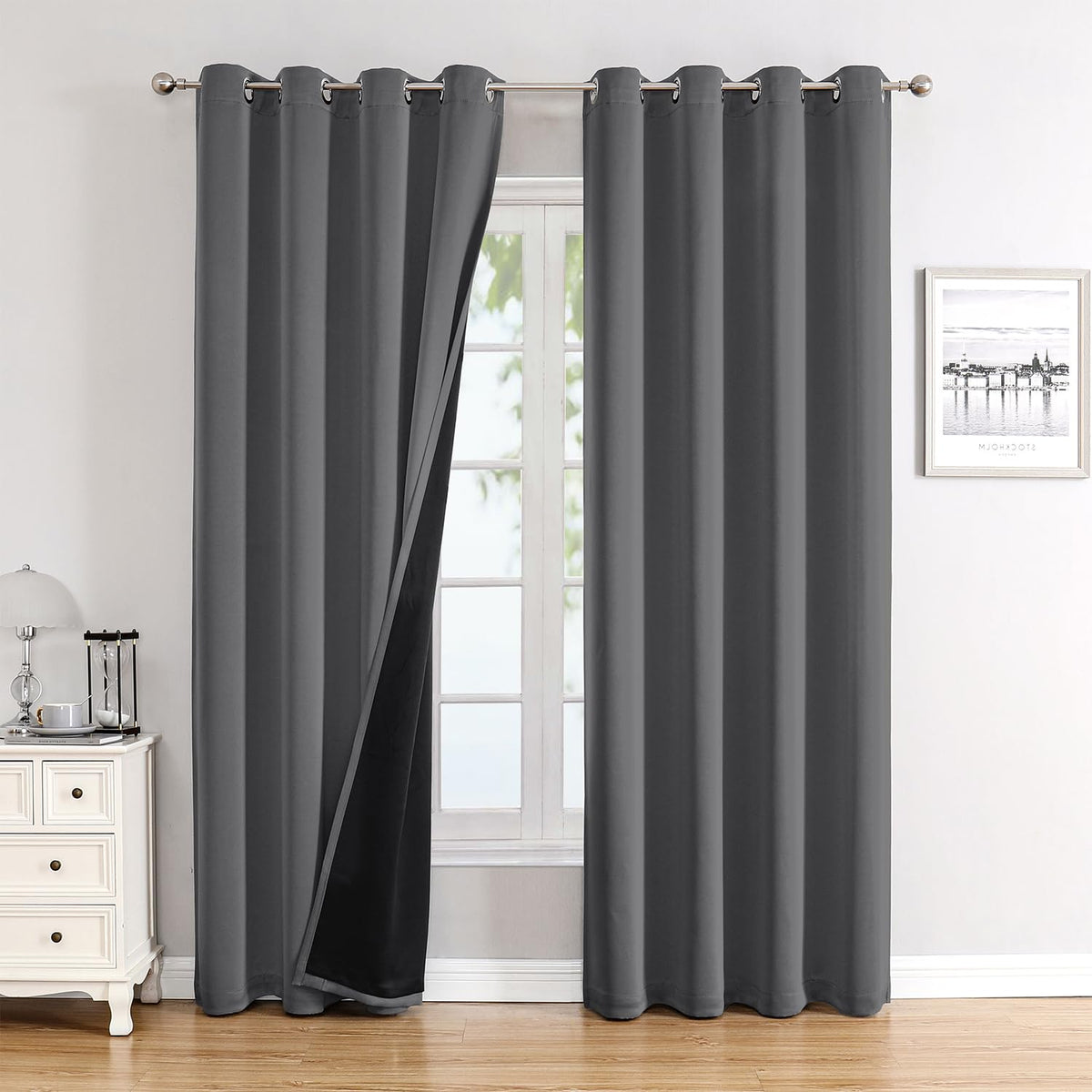 ChrisDowa 100% Blackout Curtains for Bedroom 63 Inches Long 2 Panels Set