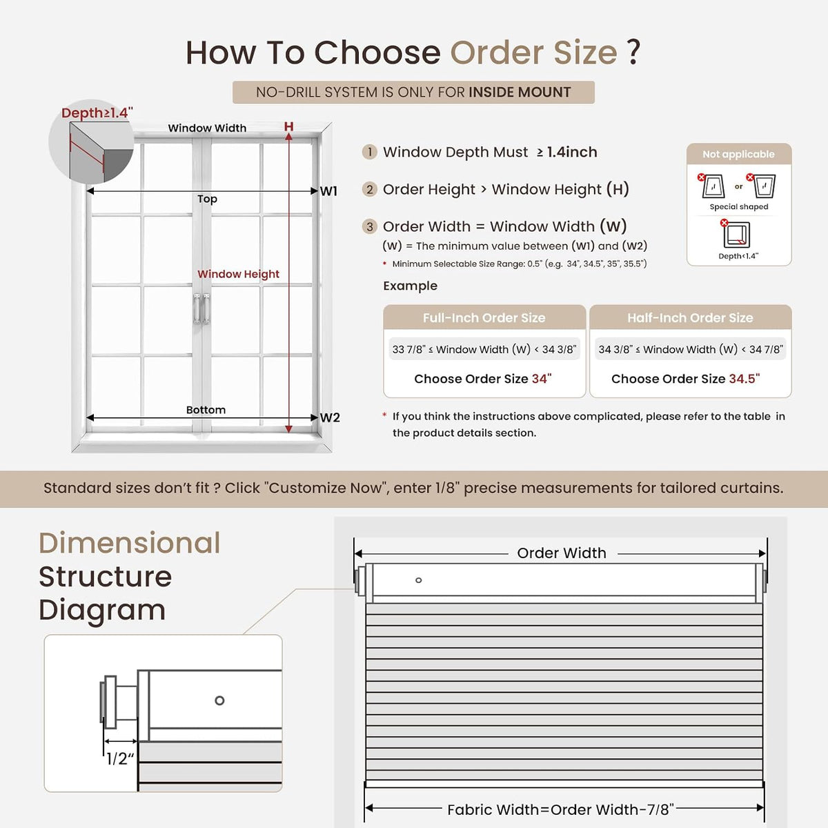 Grandekor No Drill Blackout Cellular Shades,34" W x 36" H,White