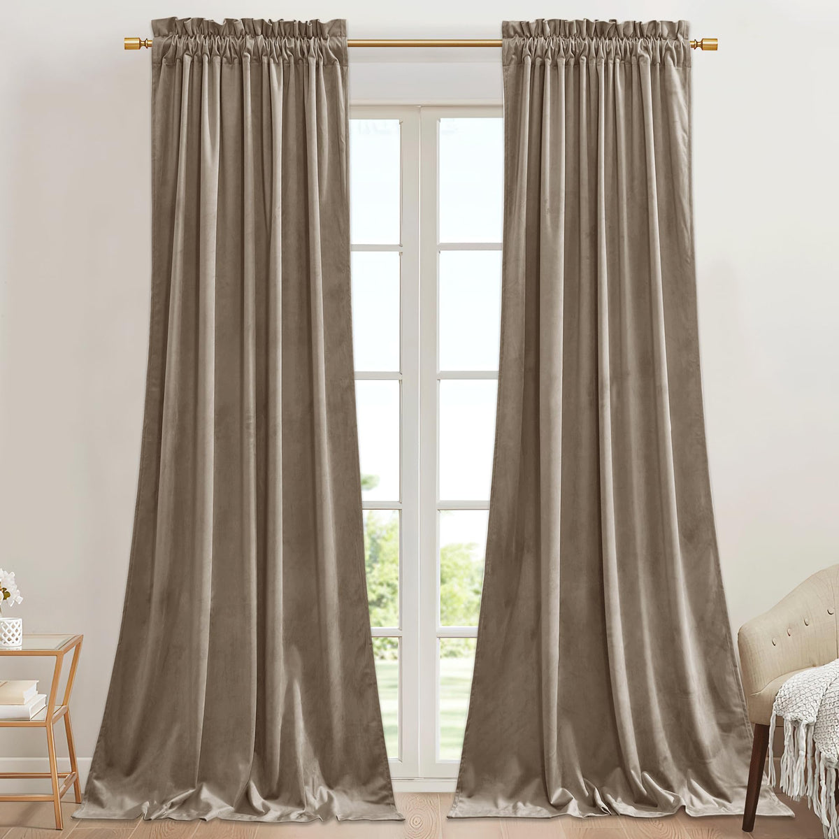 StangH Theater Red Velvet Curtains for Living Room Christmas Decor 2 Panels