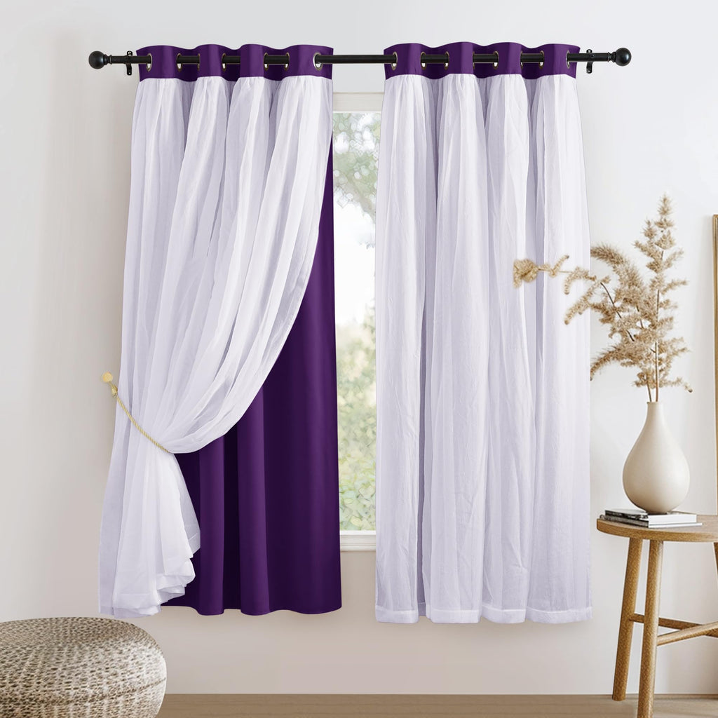 PONY DANCE Black Blackout Curtains for Bedroom, 52 W x 84 L, Set of 2
