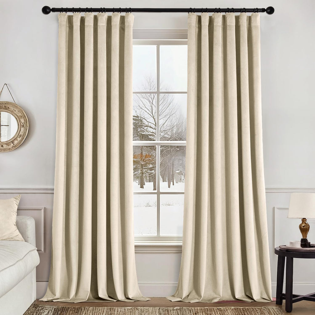 MIULEE Gold Velvet Curtains 52x84 inches Luxury Blackout Curtains