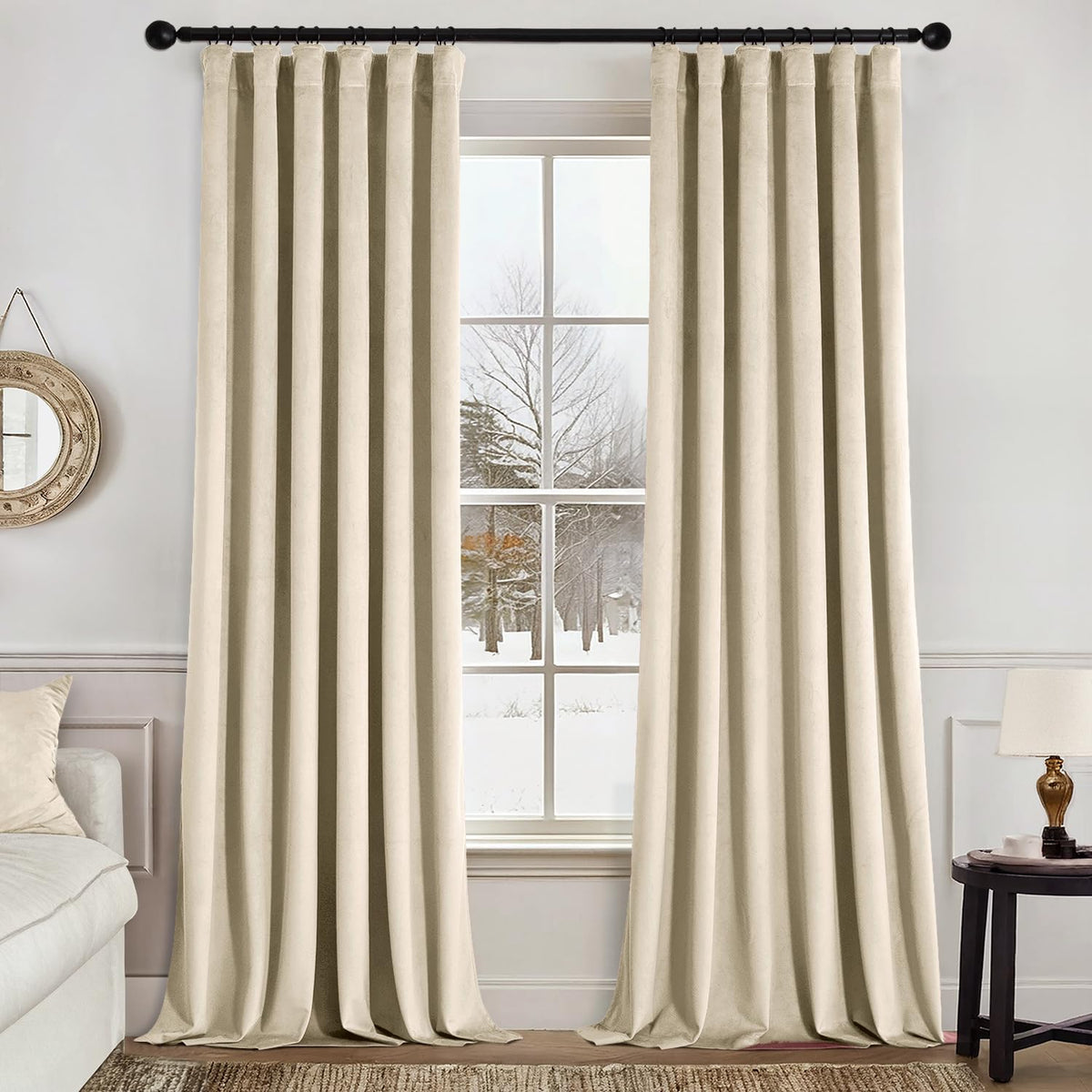 MIULEE Gold Velvet Curtains 52x84 inches Luxury Blackout Curtains