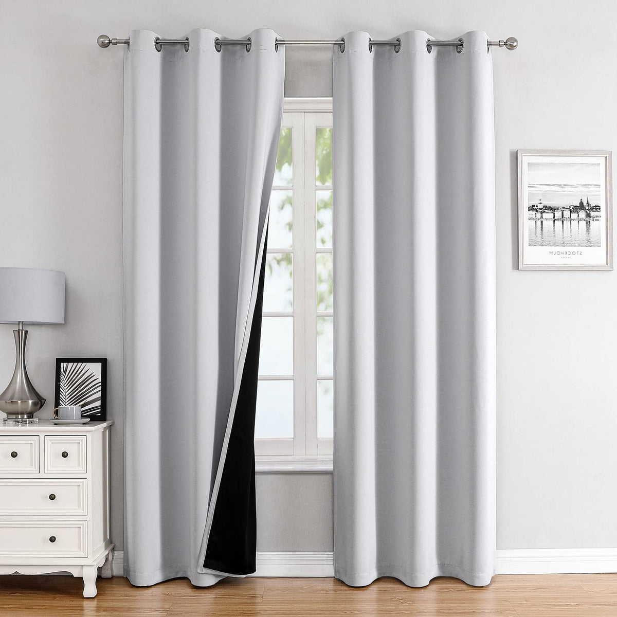 ChrisDowa 100% Blackout Curtains for Bedroom 63 Inches Long 2 Panels Set