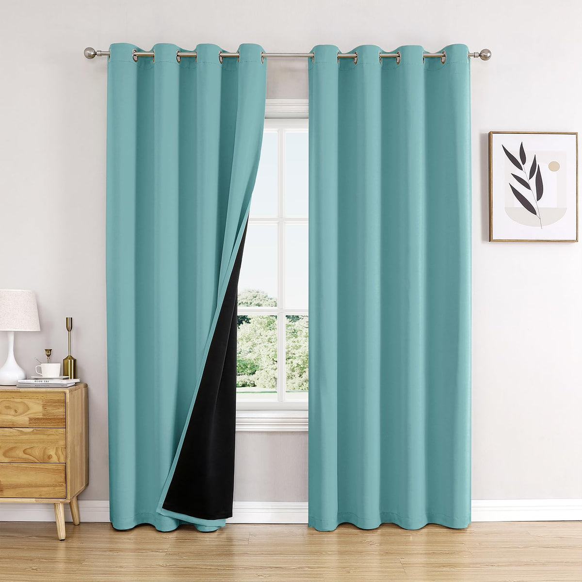ChrisDowa 100% Blackout Curtains for Bedroom 63 Inches Long 2 Panels Set