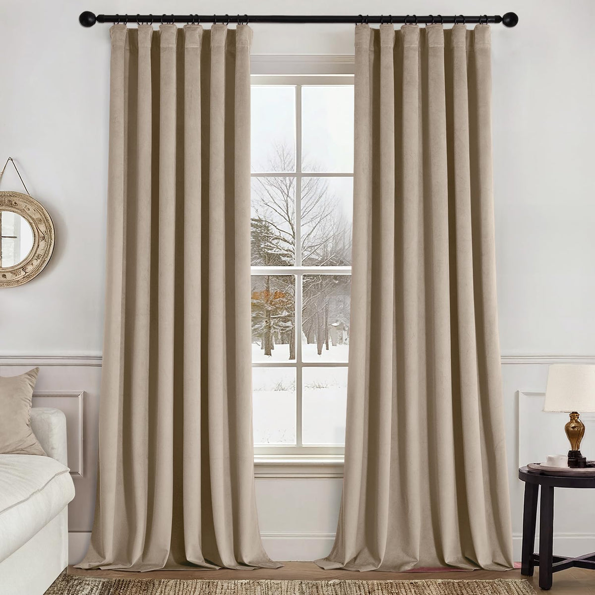 MIULEE Gold Velvet Curtains 52x84 inches Luxury Blackout Curtains