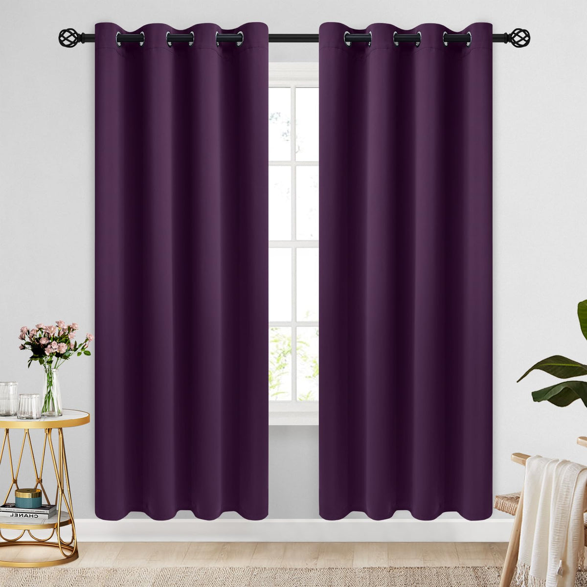 COSVIYA Grommet Blackout Room Darkening Navy Blue Curtains 84 inch Length