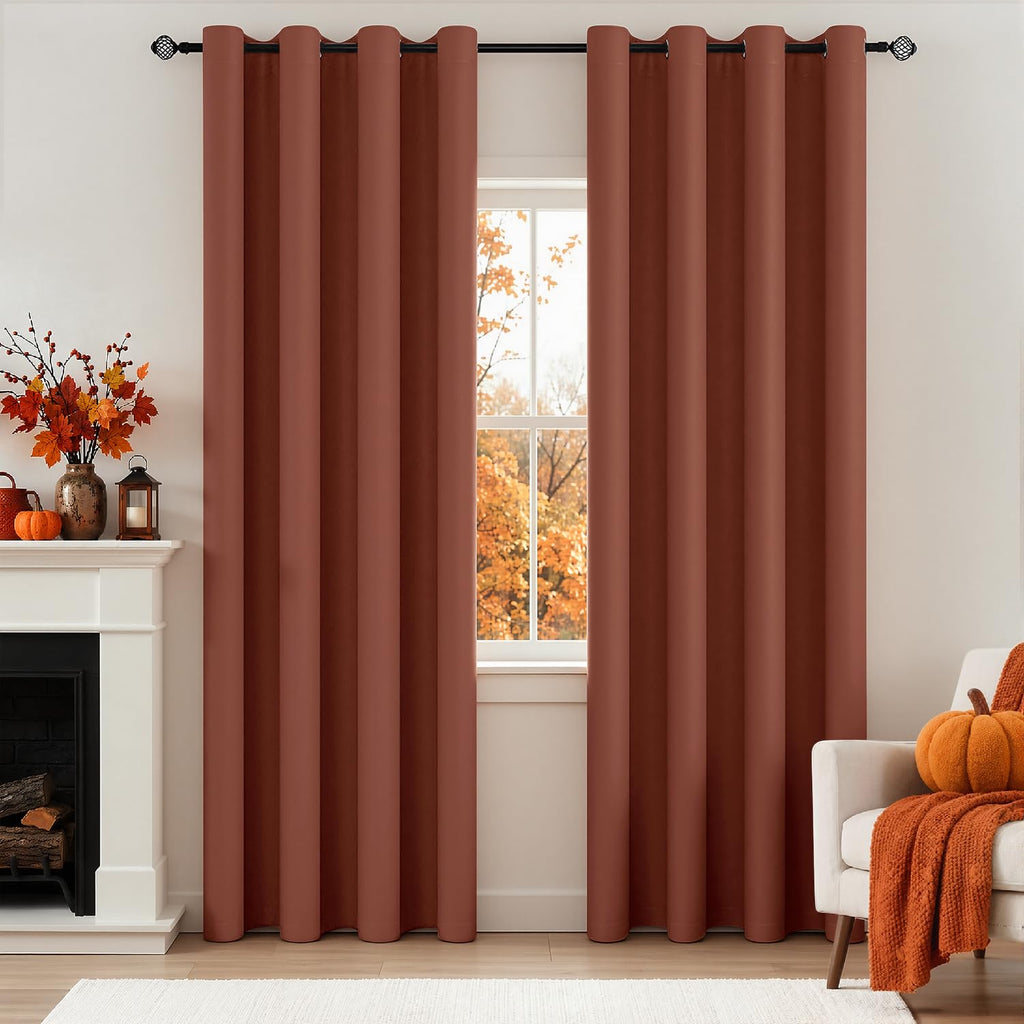 MIULEE Olive Blackout Bedroom Curtains Drapes 84 Inch Long 52"x84"