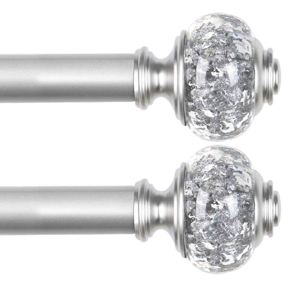USFOOK Silver Curtain Rods for Windows 32 to 58, Decorative Drapery Rod