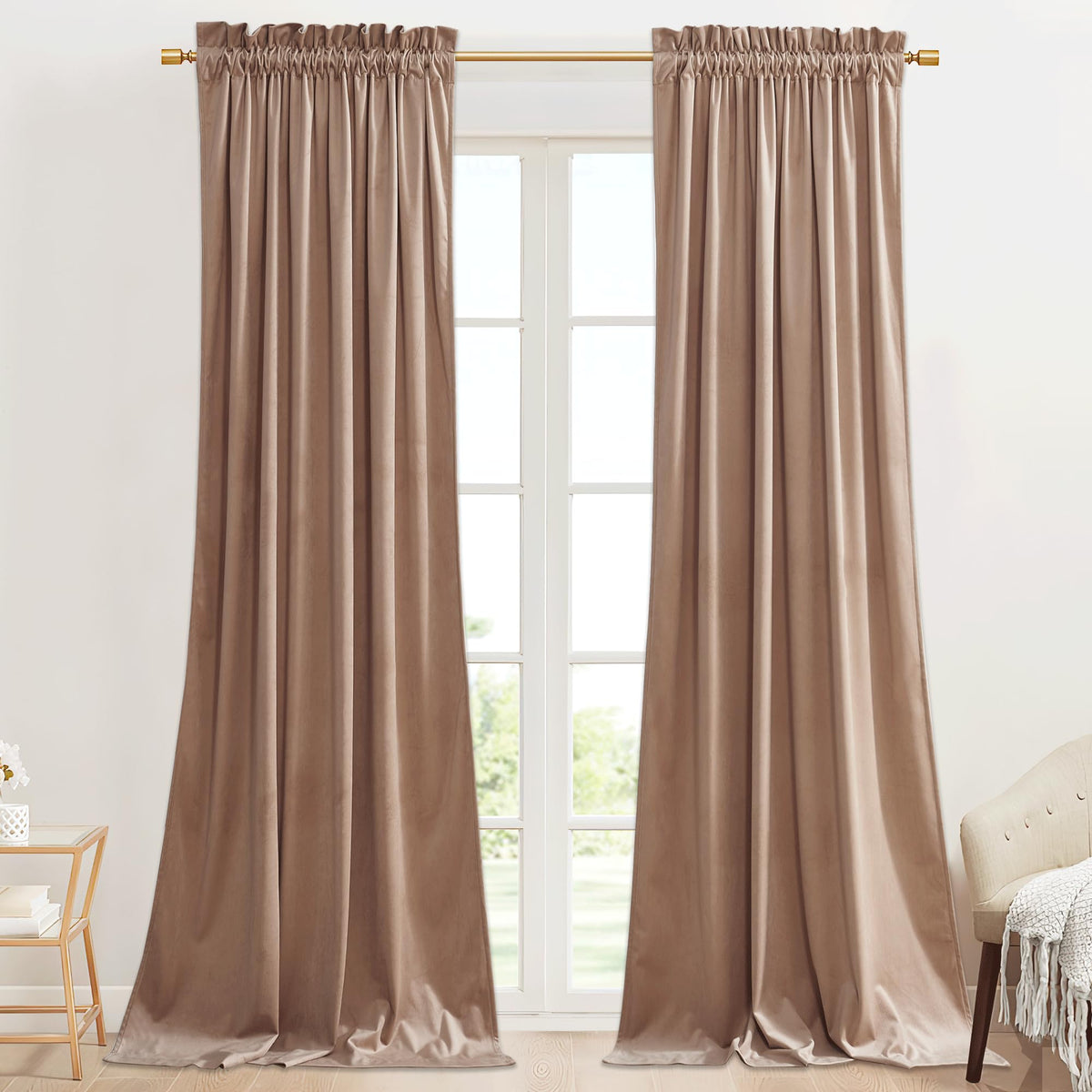 StangH Theater Red Velvet Curtains for Living Room Christmas Decor 2 Panels
