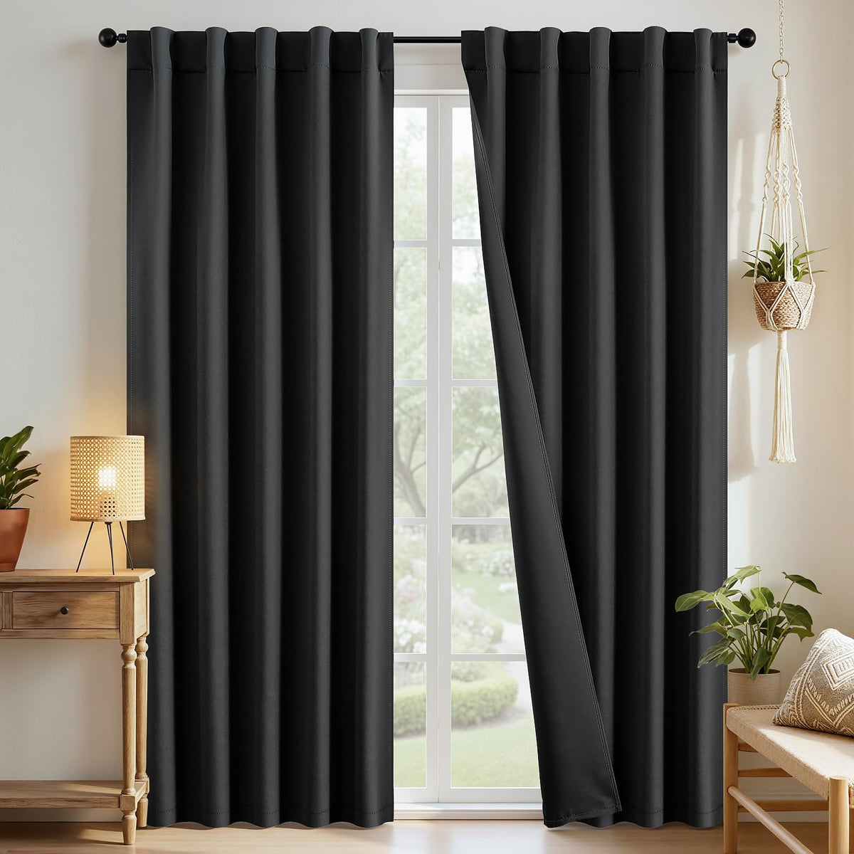 Joydeco Blackout Curtains 96 Inches Long, Thermal Insulated Black Out Curtains 2 Panels Set for Bedroom, Room Darkening Drapes for Living Room Window (W52 x L96 Inch, Navy Blue)