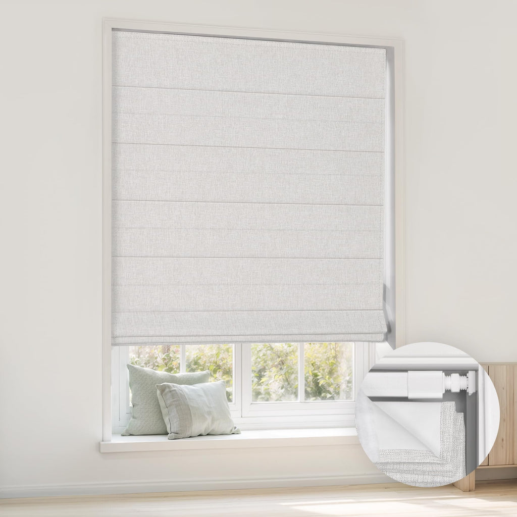 LazBlinds No Drill Cordless Roman Shades, 31'' W x 64'' H, Beige