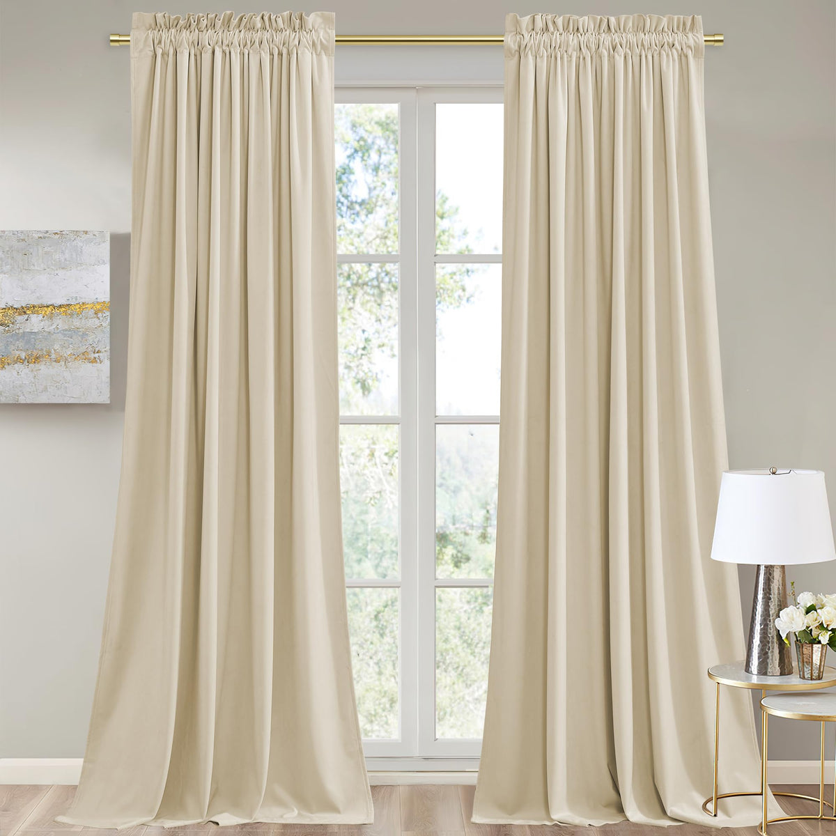StangH Theater Red Velvet Curtains for Living Room Christmas Decor 2 Panels