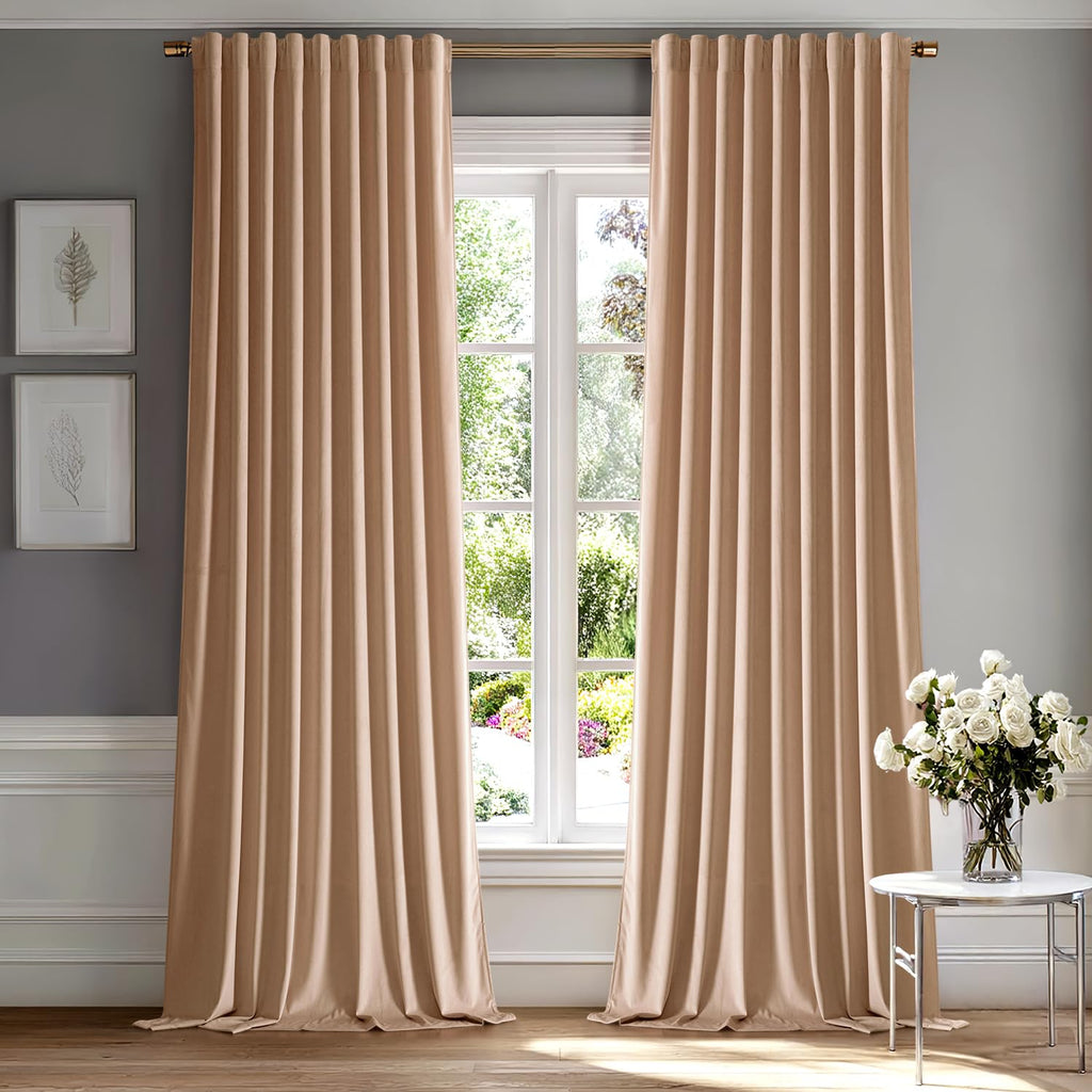 MIULEE Gold Velvet Curtains 52x84 inches Luxury Blackout Curtains