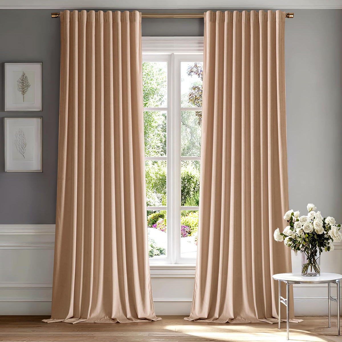 MIULEE Gold Velvet Curtains 52x84 inches Luxury Blackout Curtains