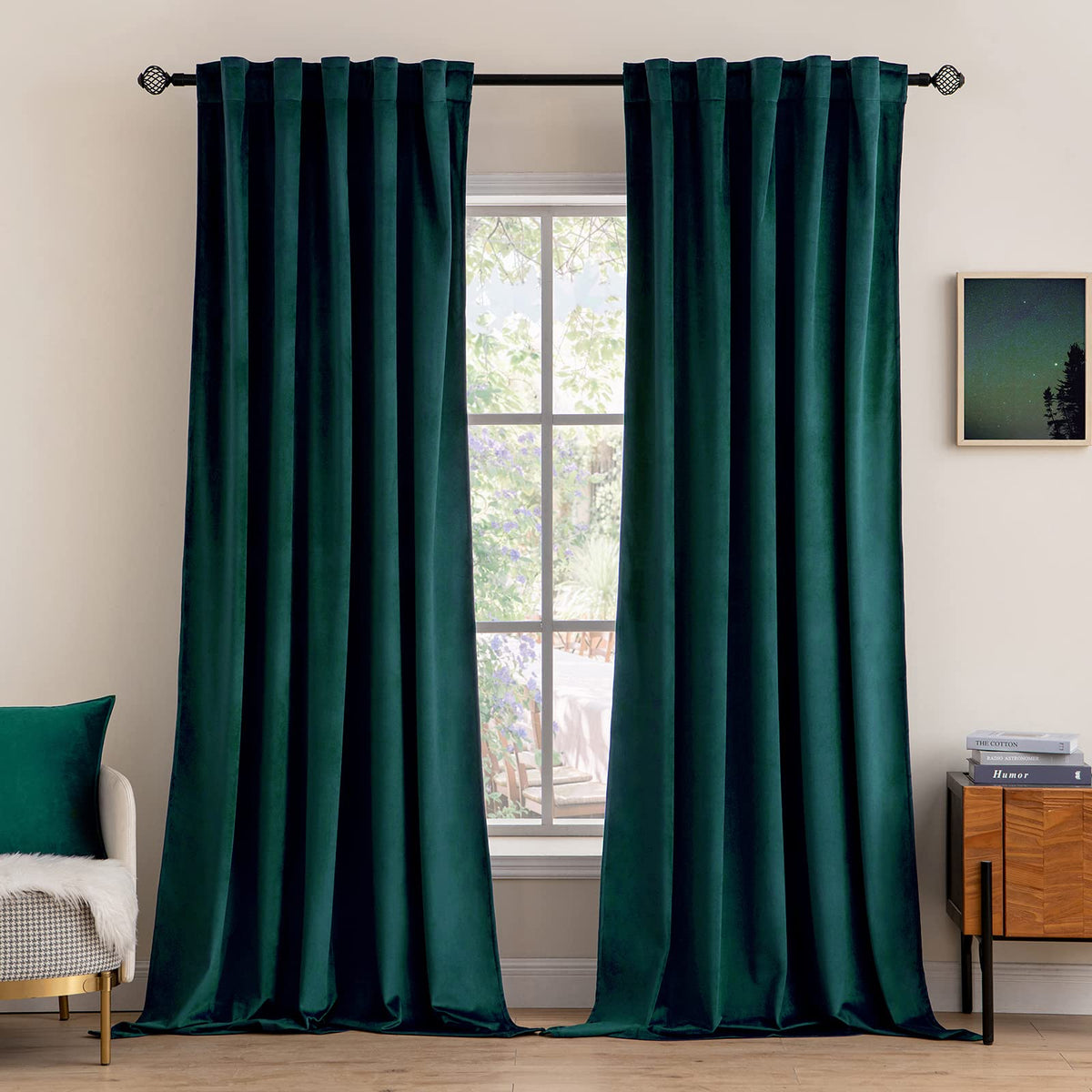 MIULEE Gold Velvet Curtains 52x84 inches Luxury Blackout Curtains