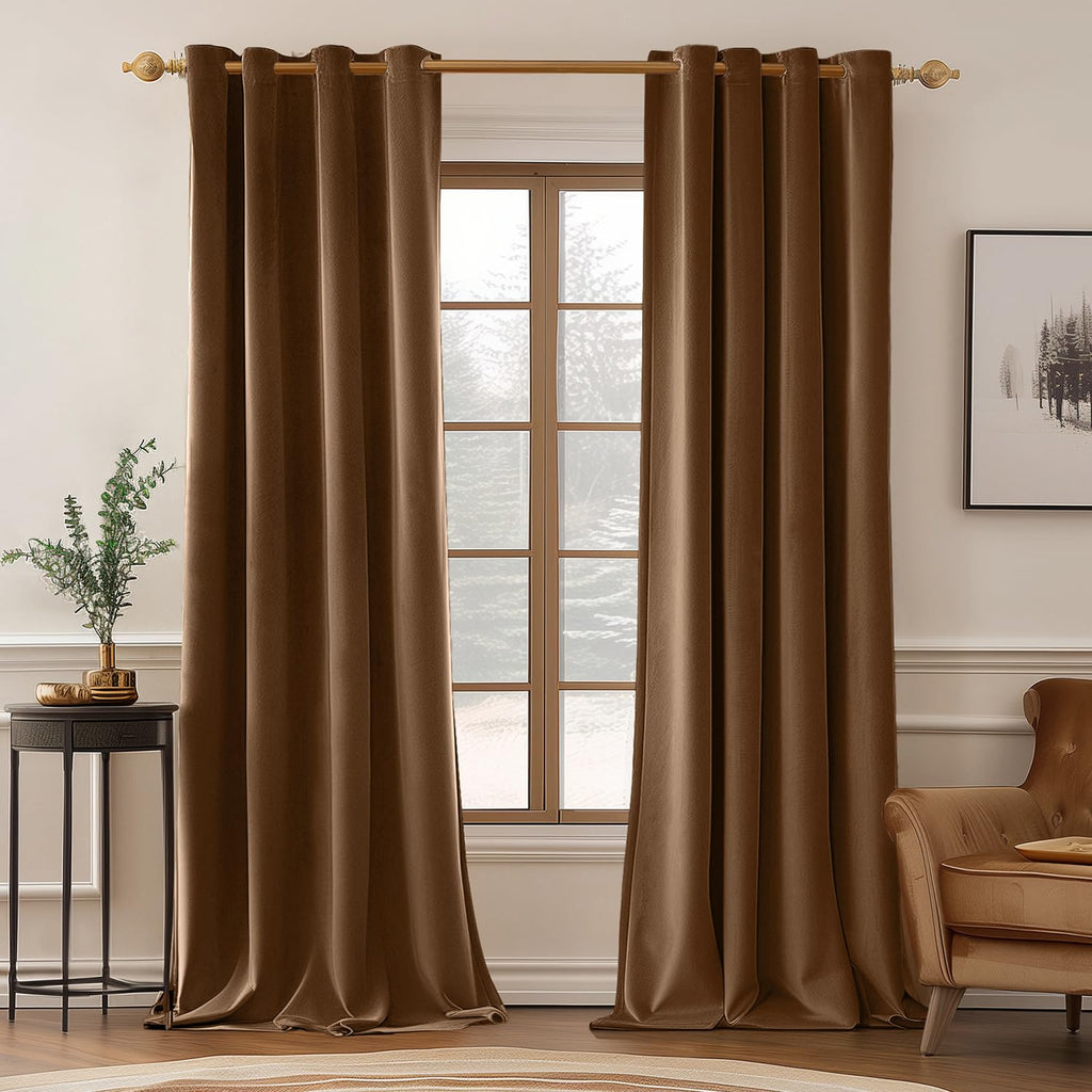 MIULEE Velvet Blackout Curtains Olive Green 52 x 96 Inch Length 2 Panels