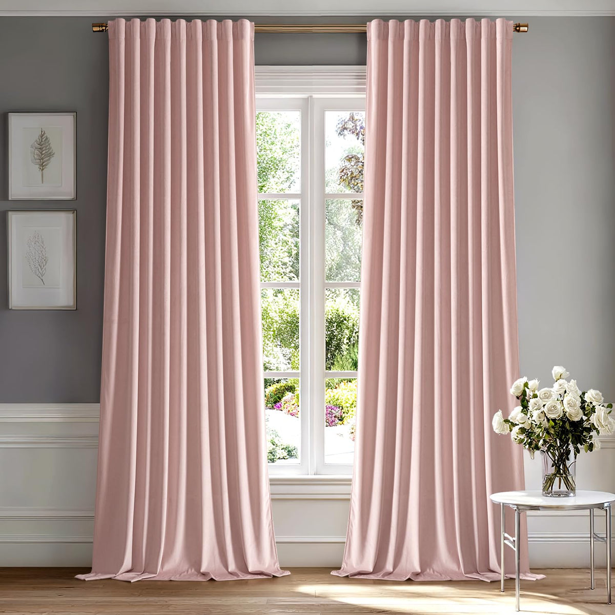 MIULEE Gold Velvet Curtains 52x84 inches Luxury Blackout Curtains